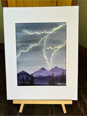 Handmade New Watercolor Painting: Lightning